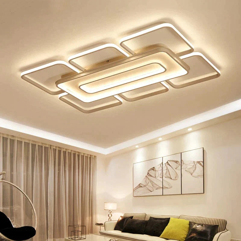 Square Modern Ceiling Lights Led For Living Room Bedroom White And Coffee Color Home Lamp Luminaires