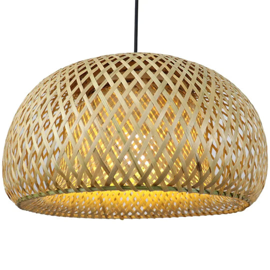 Bamboo Pendant Light Chinese Led Weaving Nest Antique E27 Hanging Lamps Lanterns Living Room