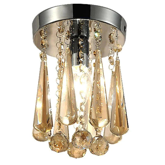 Crystal Ceiling Light Flush Mount Fixture Lamp With Beads For Bedroom Hallway Living Room Kitchen