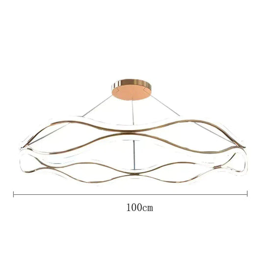 Led Living Room Simple Chandelier Creative Restaurant Bedroom Personalized Ring Gold / Dia100Cm