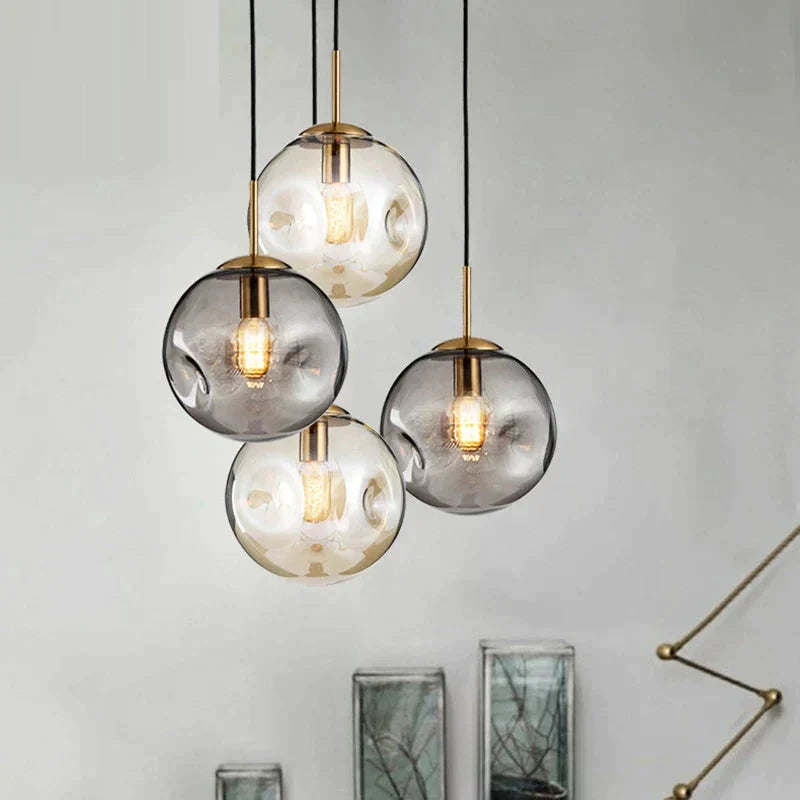 Modern Loft Glass Ball Pendant Light Led E27 Nordic Hanging Lamp With 2 Colors For Living Room