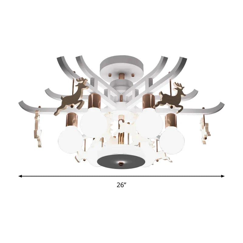 Modern Deer Hanging Chandelier Metal Ceiling Lamp For Living Room