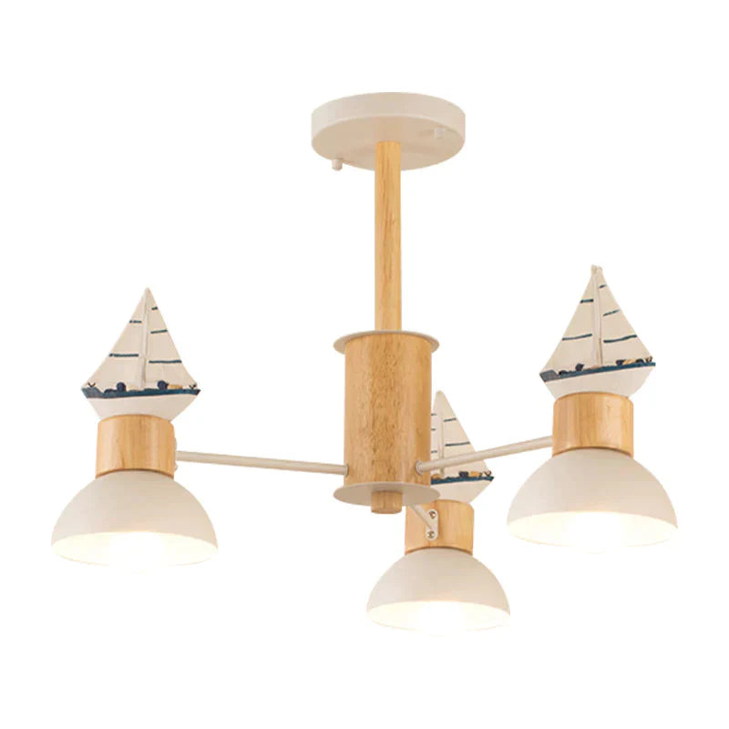 Sailing Boat Living Room Hanging Pendant Lights Wood Art Deco Chandelier