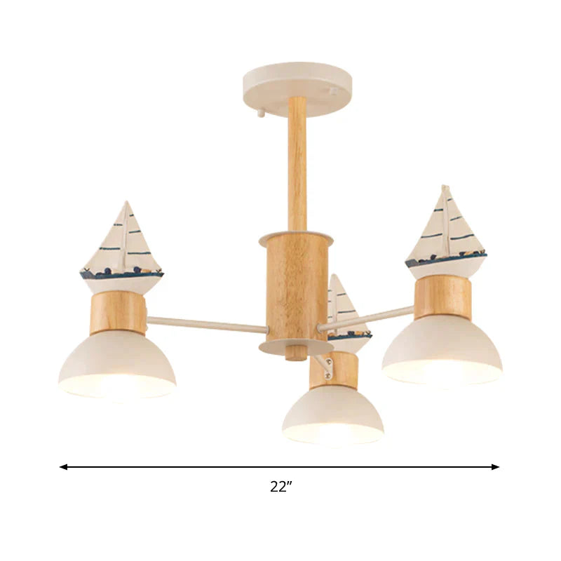 Sailing Boat Living Room Hanging Pendant Lights Wood Art Deco Chandelier