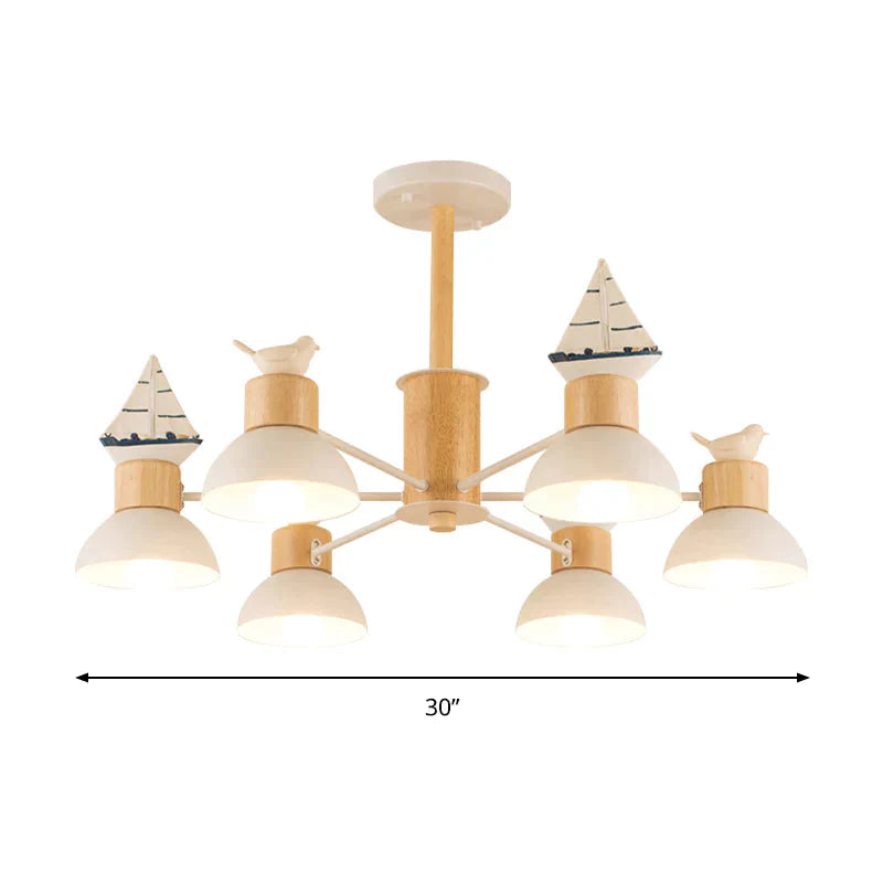 Sailing Boat Living Room Hanging Pendant Lights Wood Art Deco Chandelier