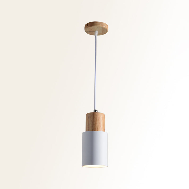 Marta - Metal Tubular Ceiling Pendant Minimalist 1 - Light Suspension Lighting Fixture With Wood