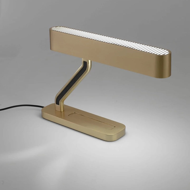 Nadia - Gold Metal Oval Table Lamp With Led Night Stand And Tray Base