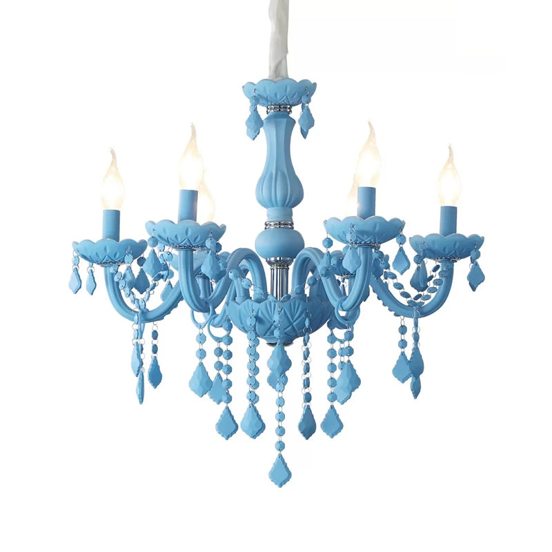 Sulafat - Macaron Crystal Deco Candle Chandelier 6 Lights Stylish Suspension