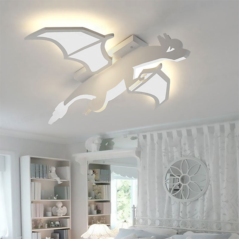 White Acrylic Led Ceiling Fixture In The Shape Of Charizard For Boys’ Bedrooms - Mounted Pendant