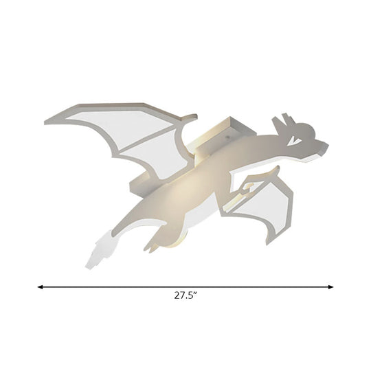 White Acrylic Led Ceiling Fixture In The Shape Of Charizard For Boys’ Bedrooms - Mounted Pendant