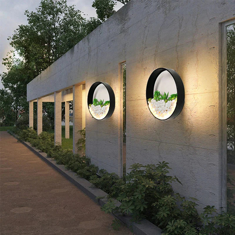 New Modern Art Plant Outdoor Ip65 Waterproof Led Wall Lighting Garden Porch Sconce Light Black