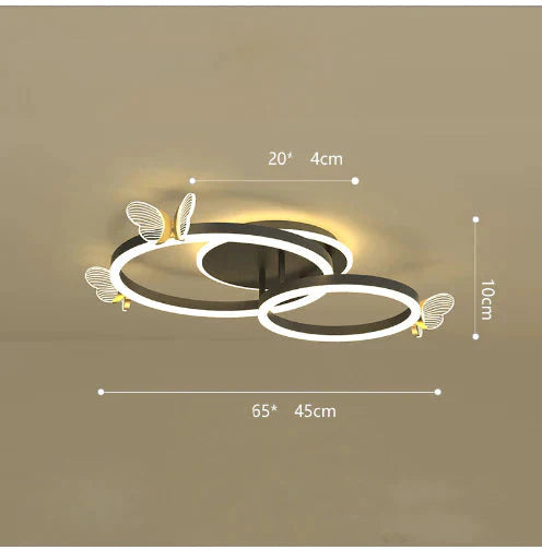 Led Ceiling Lamp Creative Butterfly Living Room Simple Modern Ring Hall Bedroom Decoration Black /