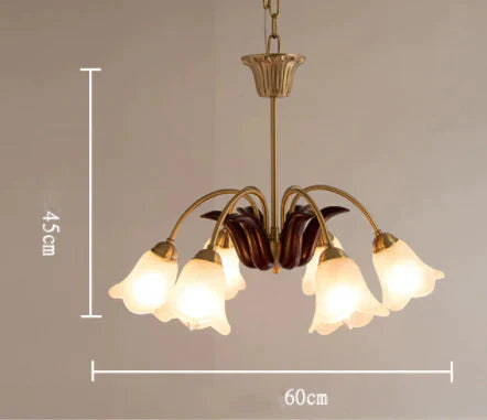 All Copper Pastoral Simple Modern Retro Living Room Bedroom Lamp Restaurant Flower Chandelier / 6