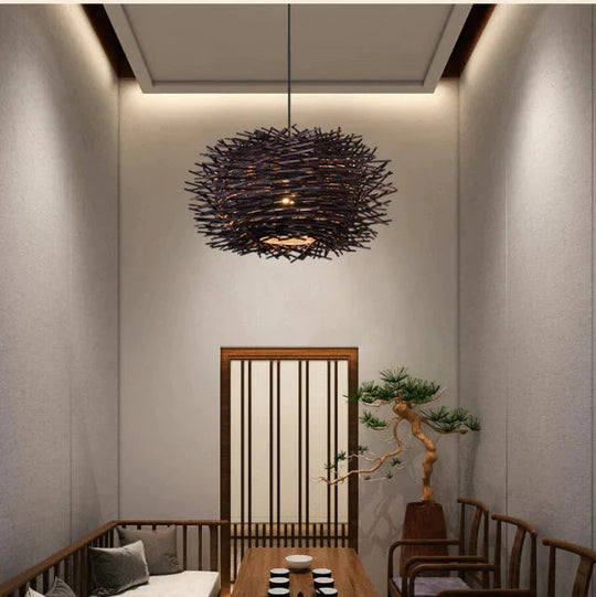 Bamboo Rattan Chandelier Restaurant Homestay Creative Bar Lamp Pendant