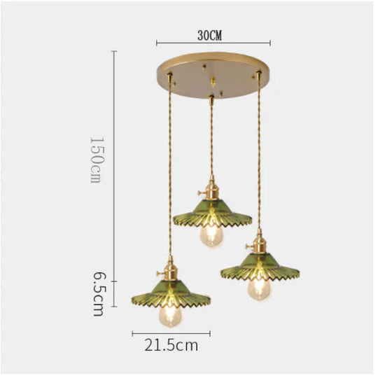 Modern Simple Three Head Restaurant Chandelier Brass Glass Creative Dining Room Table Bar Lamp A /