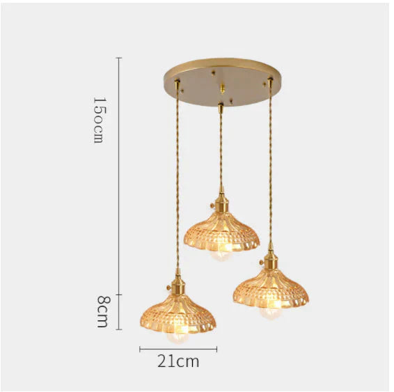 Modern Simple Three Head Restaurant Chandelier Brass Glass Creative Dining Room Table Bar Lamp C /