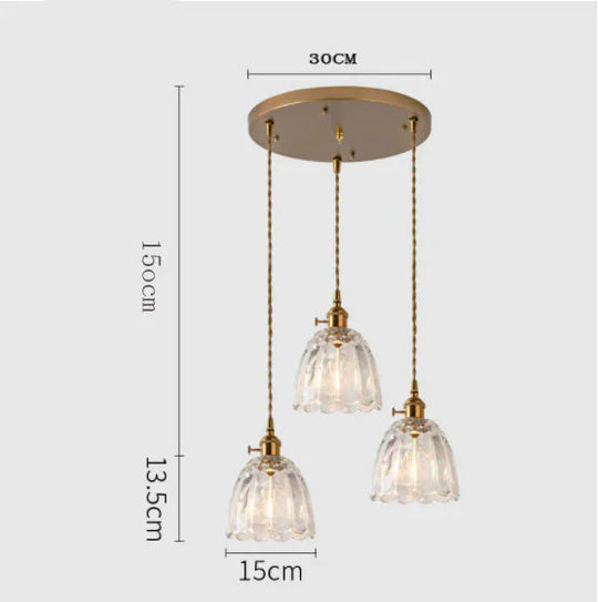 Modern Simple Three Head Restaurant Chandelier Brass Glass Creative Dining Room Table Bar Lamp D /