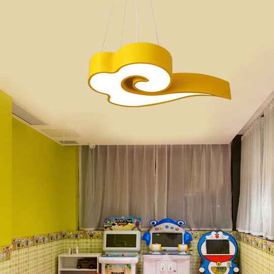 Ella - 18/22.5 Cloud Ceiling Chandelier Macaron Acrylic Led Hanging Light Yellow / 18 White