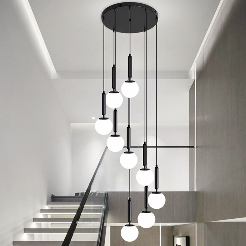 Marta - Opal Glass Global Multiple Hanging Light Simplicity Suspension Lighting For Stairs