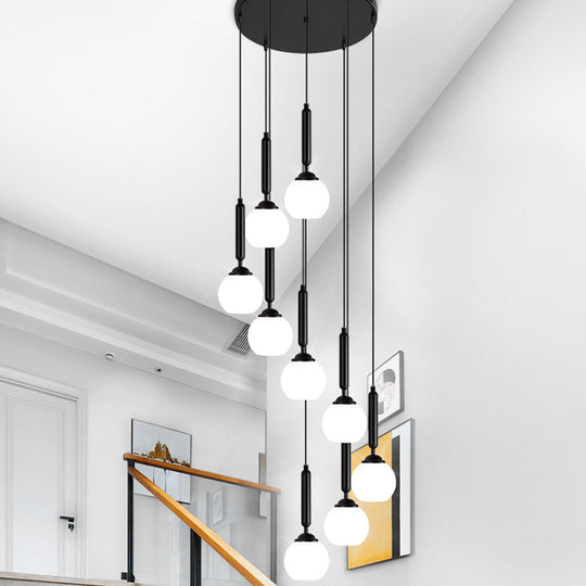 Marta - Opal Glass Global Multiple Hanging Light Simplicity Suspension Lighting For Stairs