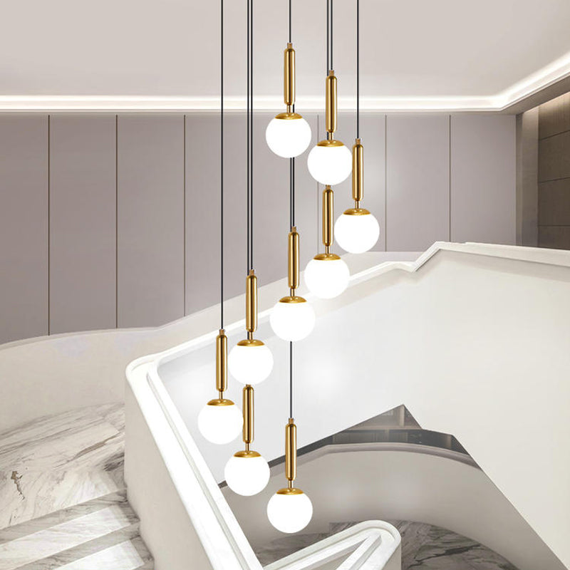 Marta - Opal Glass Global Multiple Hanging Light Simplicity Suspension Lighting For Stairs