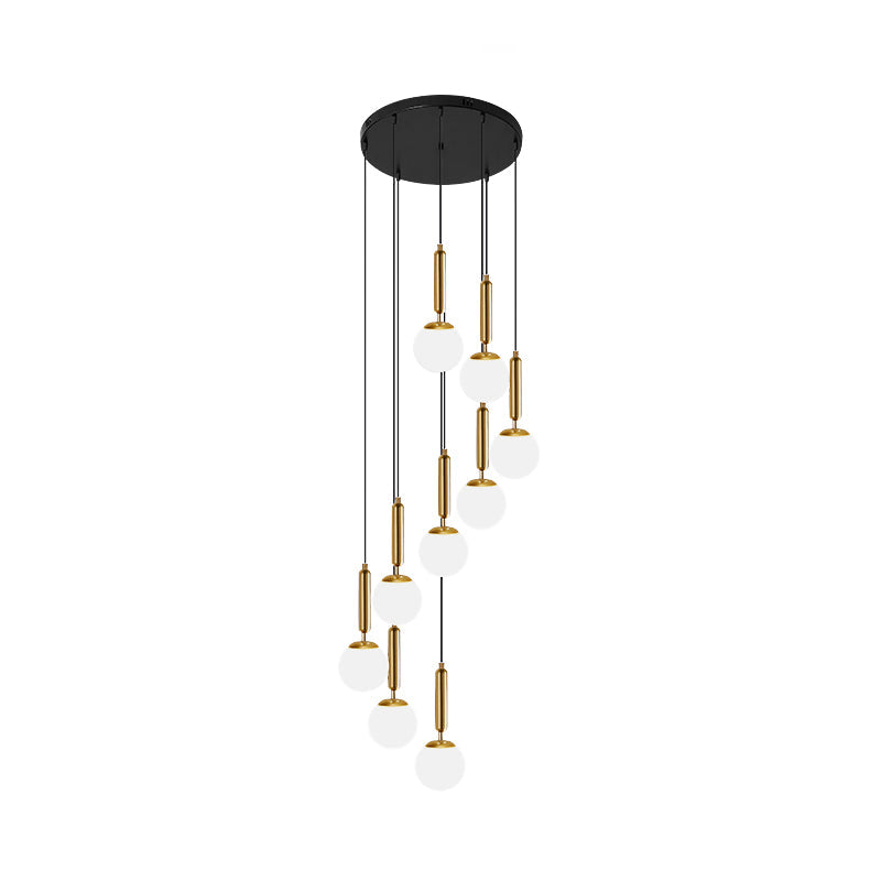 Marta - Opal Glass Global Multiple Hanging Light Simplicity Suspension Lighting For Stairs