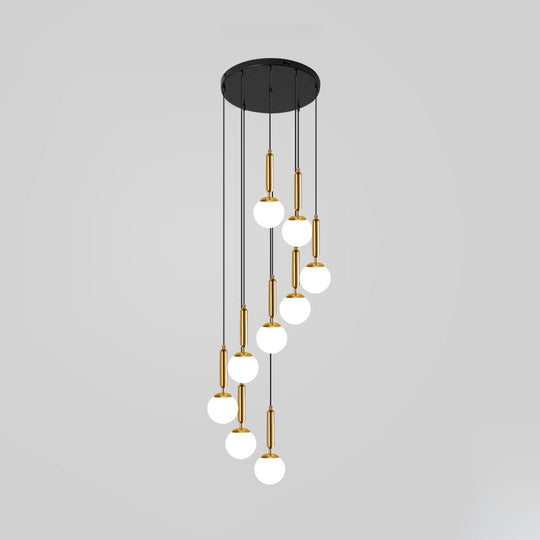 Marta - Opal Glass Global Multiple Hanging Light Simplicity Suspension Lighting For Stairs