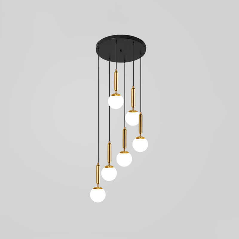 Marta - Opal Glass Global Multiple Hanging Light Simplicity Suspension Lighting For Stairs