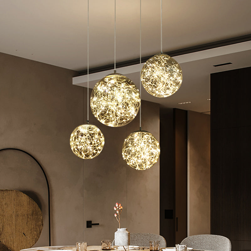 Fanny - Minimal Ball Pendant Light Led Glass Down Lighting With Inside Glowing String