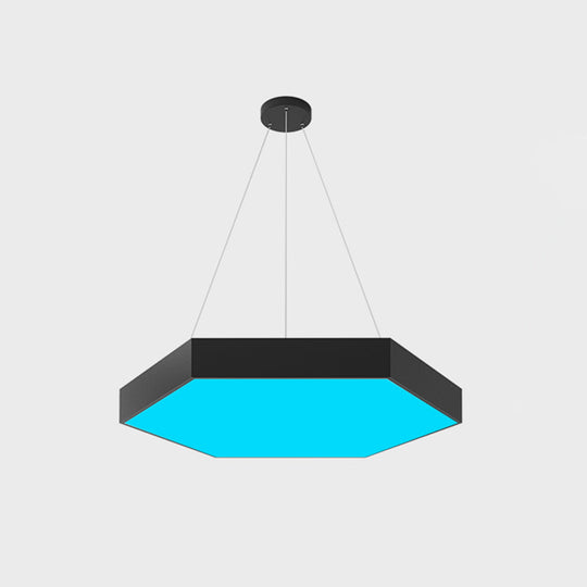 Kassia - Modern Black Led Gym Ceiling Pendant In Honeycomb Shape