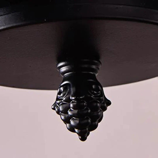 3/4 Lights Ceiling Light Traditional Geometric Frosted Glass Hanging Chandelier In Black With