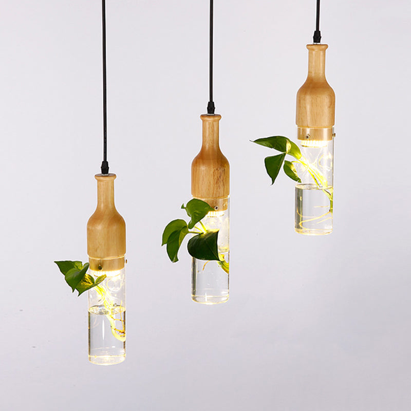 Viola - Glass Bottle Shaped Planter Light Clear Bedroom Pendant