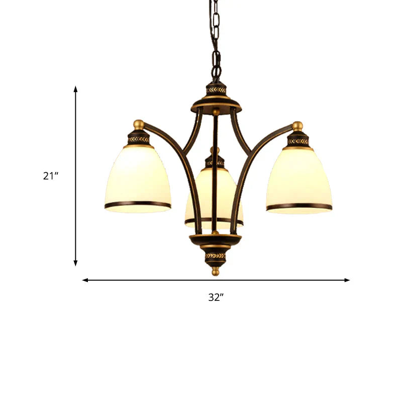 3/6/8 Bulbs Tapered Chandelier Light Traditional Black Frosted Glass Hanging Ceiling Fixture For