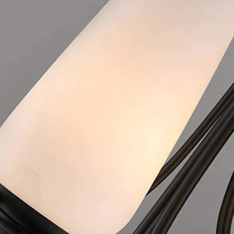 Black Cup Shape Pendant Lighting Traditional Frosted Glass 5/7 Lights Living Room Chandelier For