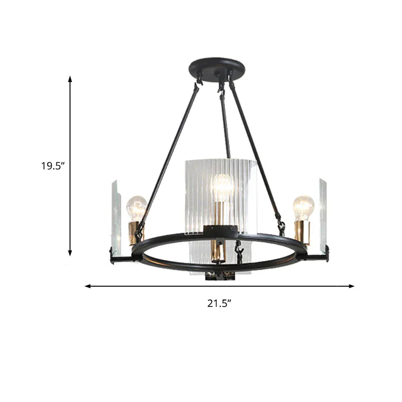 Wagon Wheel Living Room Ceiling Chandelier Traditional Metal 4/8/10 Lights Black Hanging Fixture