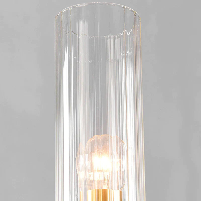 6/8 Lights Pendant Light Classic Tube Clear Glass Hanging Chandelier In Black/Gold With Wheel Design