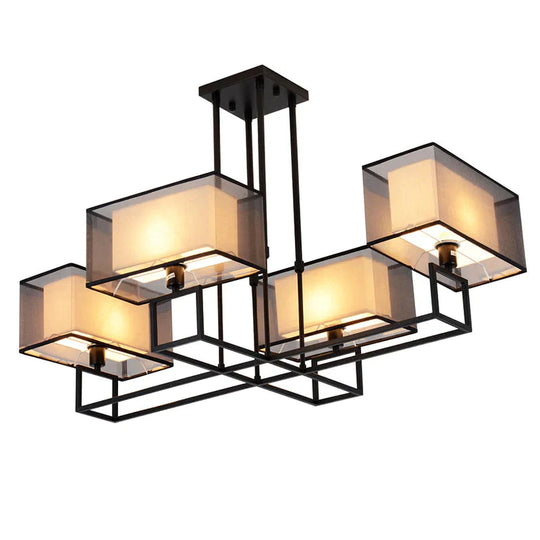 Chandelier Living Room Lamp Study Bedroom Led Lighting Restaurant Rectangular Lamps Pendant