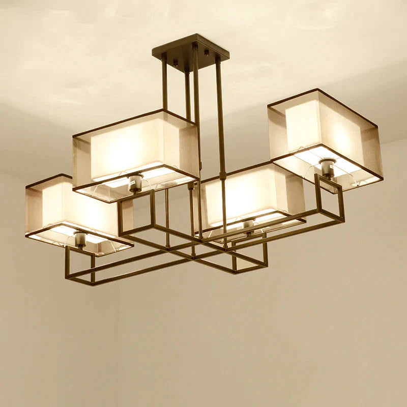 Chandelier Living Room Lamp Study Bedroom Led Lighting Restaurant Rectangular Lamps Pendant