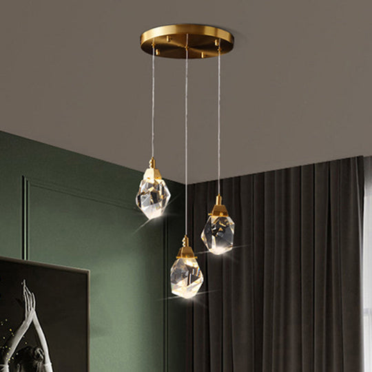 Emily - Gemstone Led Pendant Light: Artistic Brass Fixture For Dining Room