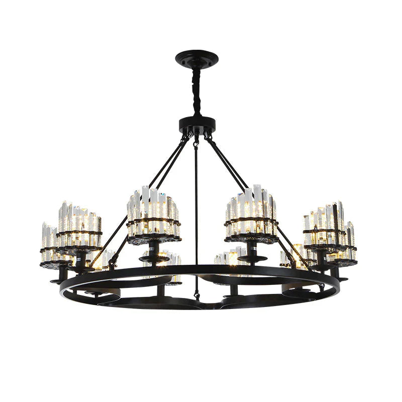 Vintage Circular Industrial Design Crystal Chandelier For Living Room Dining