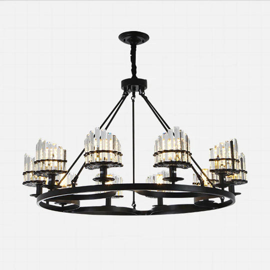 Vintage Circular Industrial Design Crystal Chandelier For Living Room Dining