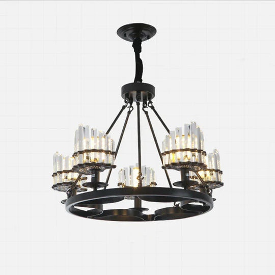 Vintage Circular Industrial Design Crystal Chandelier For Living Room Dining