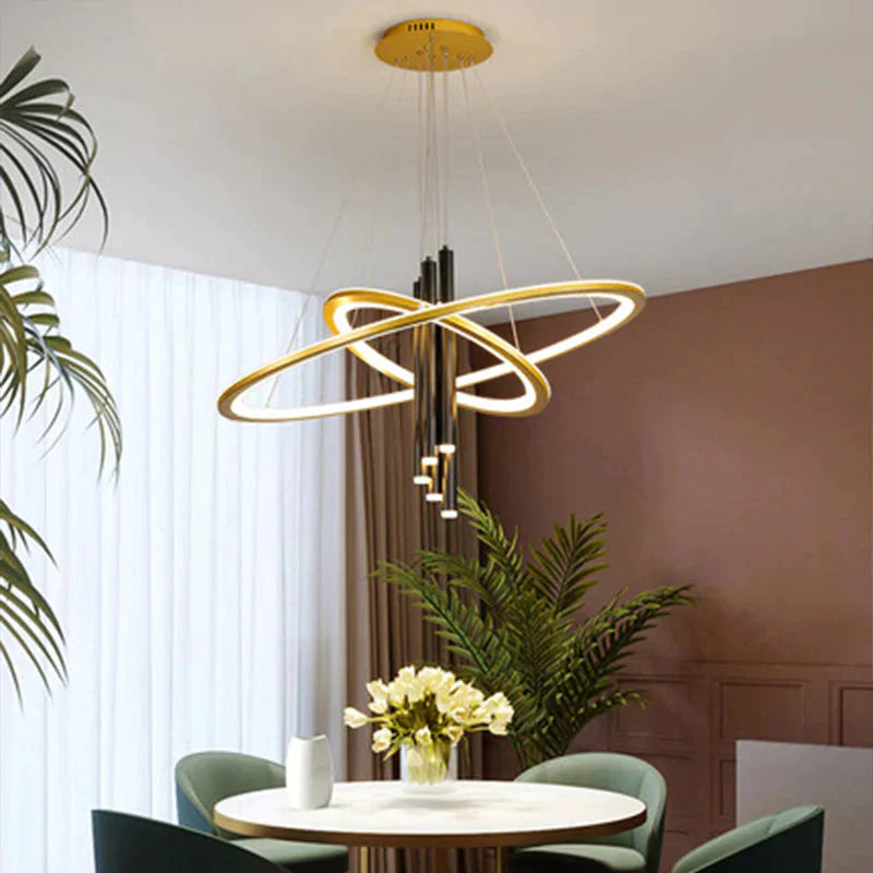 Luxury Nordic Ring Chandeliers Are Modern And Simple Golden / Dia 70 + 30Cm White Light Pendant