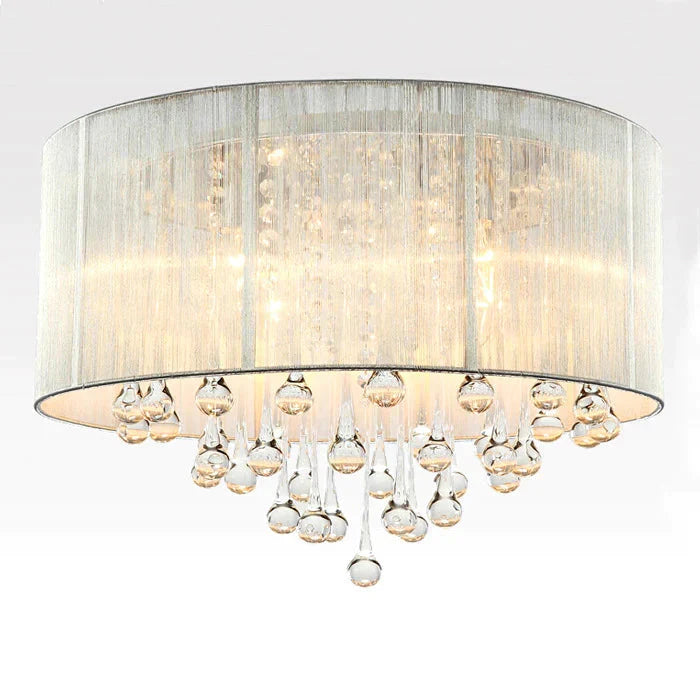 Modern Fabric Fashion Romantic Bedroom Lamp Living Room Ceiling Chandelier Wedding Brushed Crystal