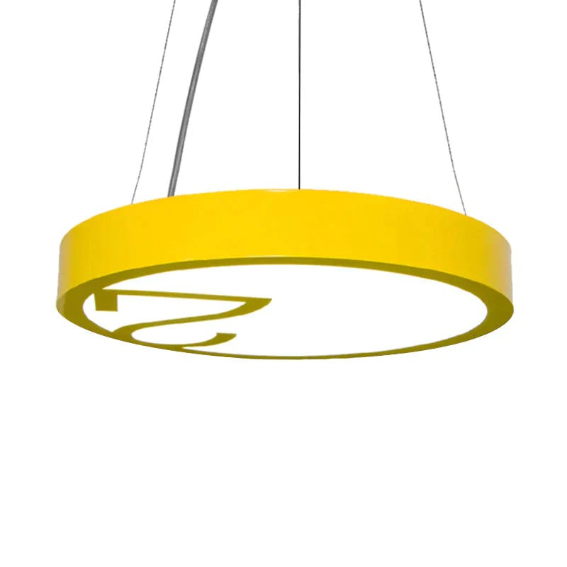 Led Living Room Chandelier Light Fixture With Round Acrylic Shade Modernism Style Yellow/Orange