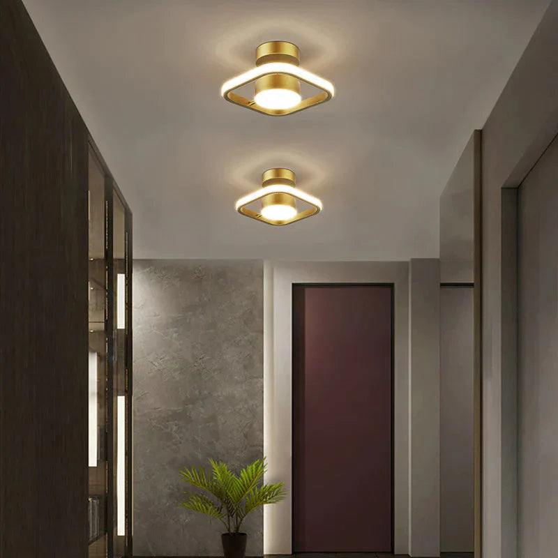 Led Ceiling Lamp With Copper Corridor