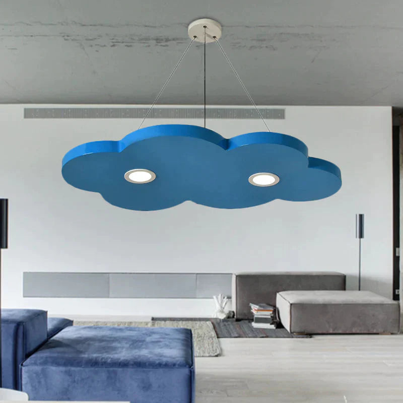 Cartoon Style Cloud Chandelier Lighting Metallic 12.5’/19.5’ W Led Living Room Pendant Lamp In