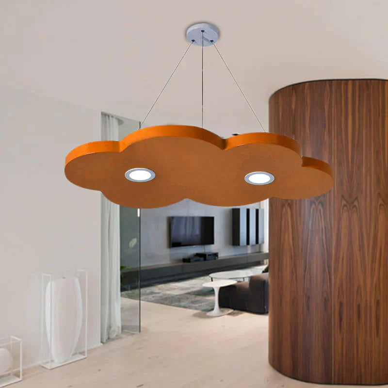 Cartoon Style Cloud Chandelier Lighting Metallic 12.5’/19.5’ W Led Living Room Pendant Lamp In