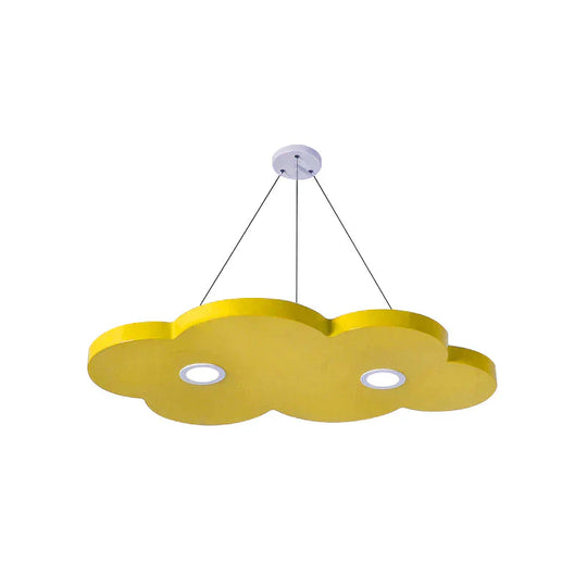 Cartoon Style Cloud Chandelier Lighting Metallic 12.5’/19.5’ W Led Living Room Pendant Lamp In