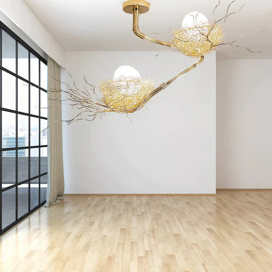 Golden Pendant Light Fixture With Egg Matte White Glass Shade